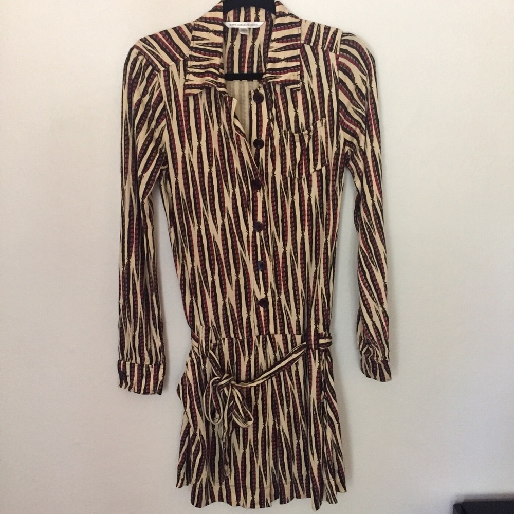 Diane Von Furstenberg drop waist shirt dress sz 10